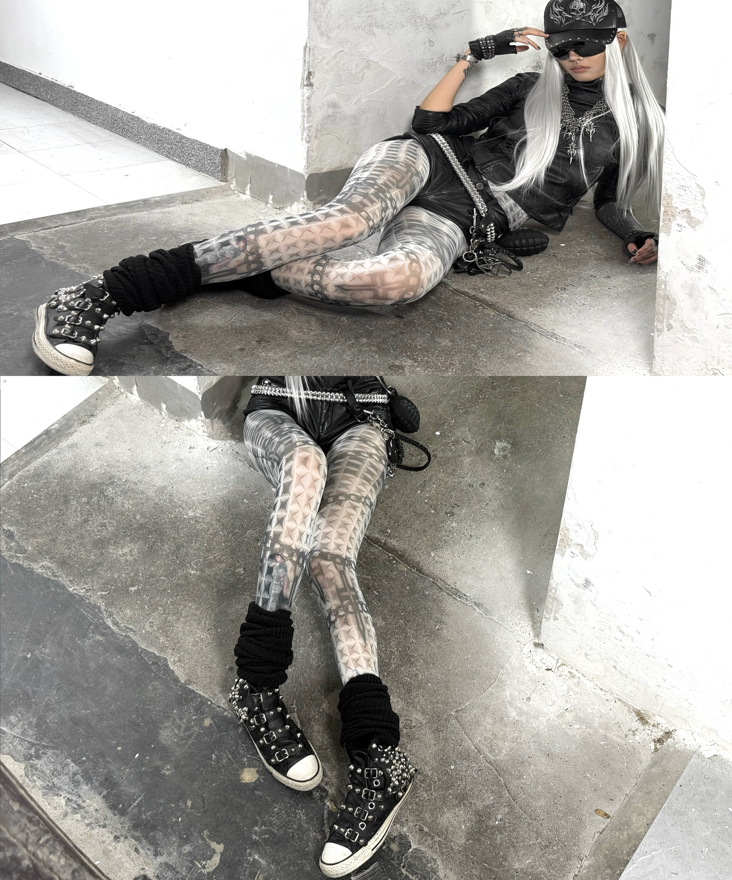 IIIMIII Whitetotem printed stockings5