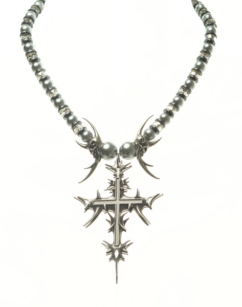 IIIMIII BlackPaintingII Beaded cross Necklace1 – iiimiii