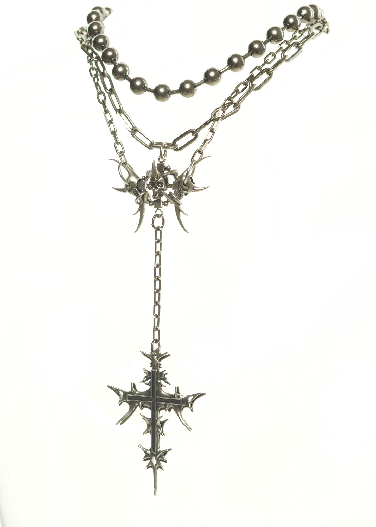 IIIMIII BlackPaintingII Multilayer cross necklace